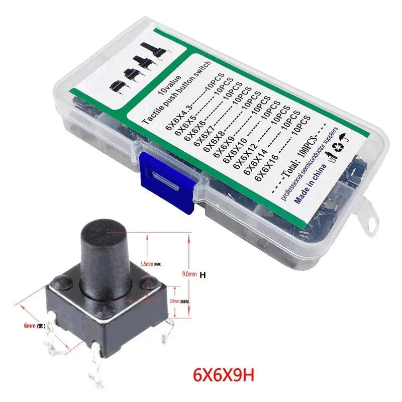 100pcs Push Button Switch Assortment