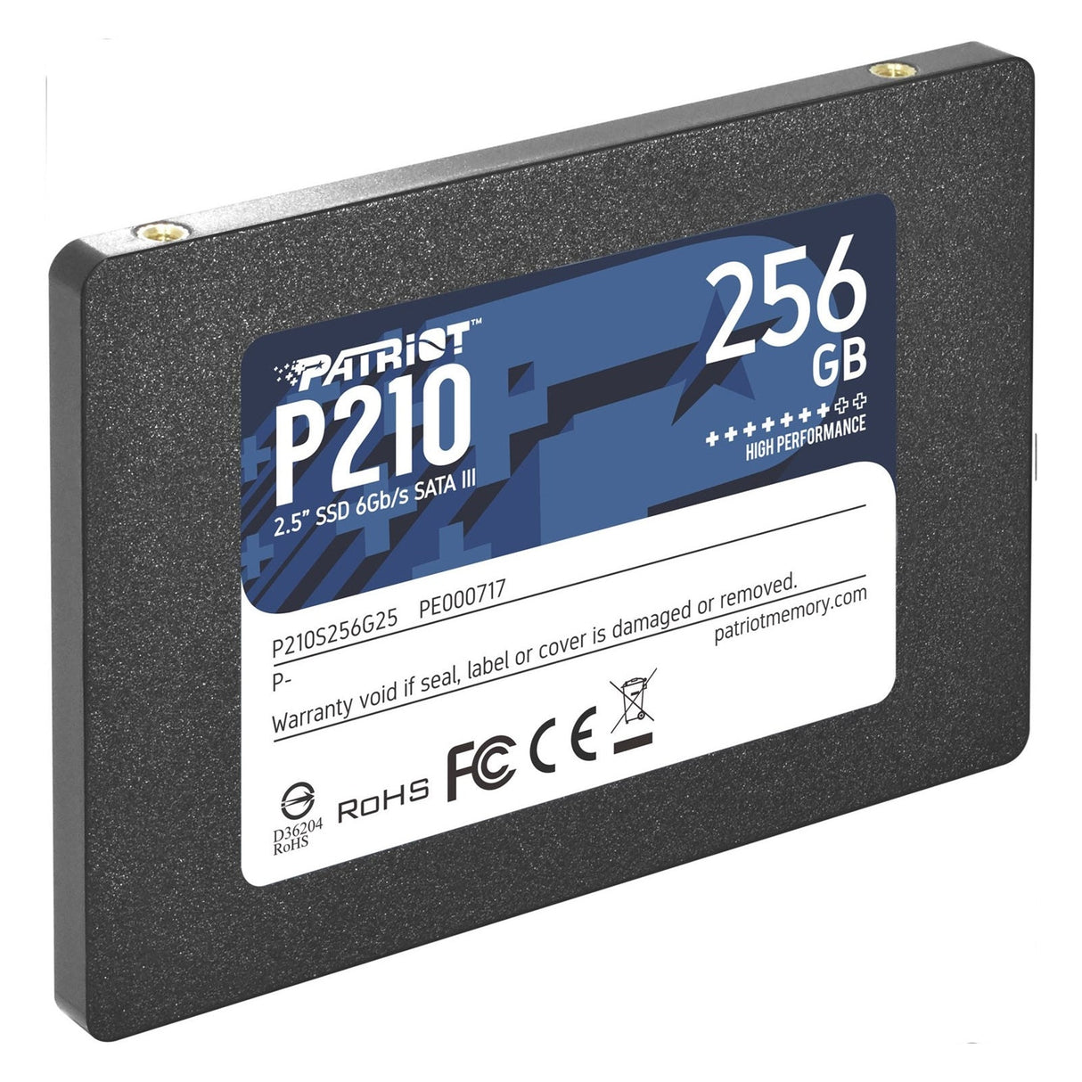 Patriot P210 (P210S256G25) 256GB 2.5 Inch SSD, Sata 3 Interface, Read 500MB/s, Write 400MB/s, 3 Year Warranty