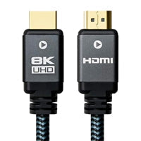 Prevo HDMI-2.1-2M HDMI Cable, HDMI 2.1 (M) to HDMI 2.1 (M), 2m, Black & Grey, Supports Displays up to 8K@60Hz, 99.9% Oxygen-Free Copper with Gold-Plated Connectors, Superior Design & Performance, Retail Box Packaging