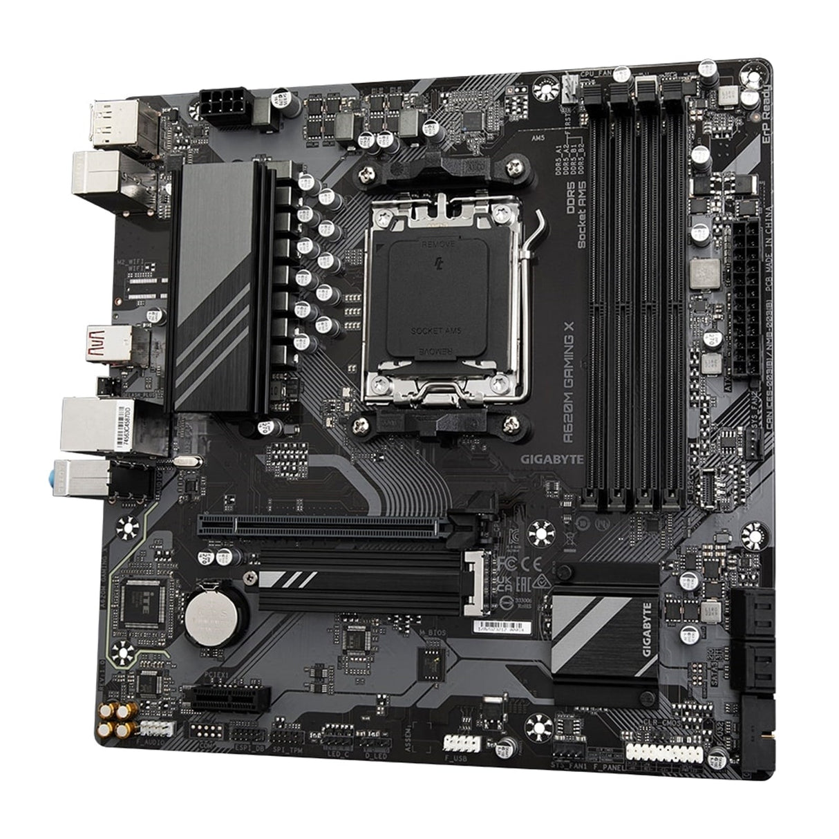 Gigabyte A620M GAMING X AMD AM5 Socket Motherboard, Micro-ATX, 4x DDR5 Slots, 1x M.2 Socket, GbE LAN, 1x DisplayPort / 1x HDMI Port