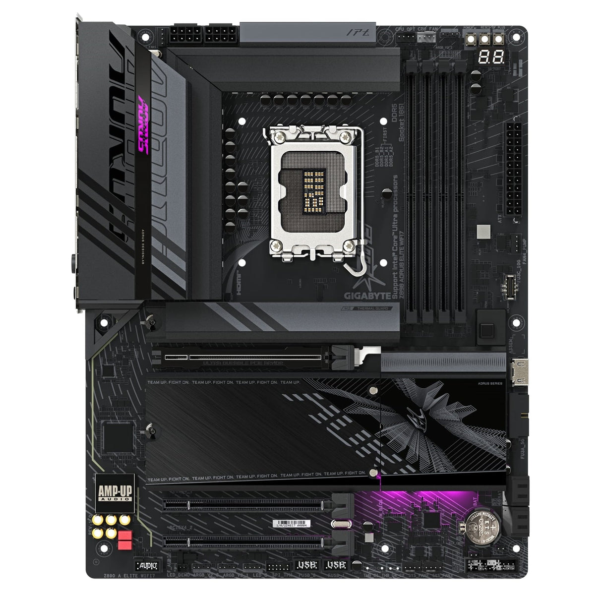 Gigabyte Z890 AORUS ELITE WIFI7 Intel 1851 Socket Motherboard, ATX, 4x DDR5 Slots, 4x M.2 Sockets, Fitted I/O Shield, 2.5GbE LAN, Wi-Fi 7, 1x DisplayPort / 1x USB-C (USB4)