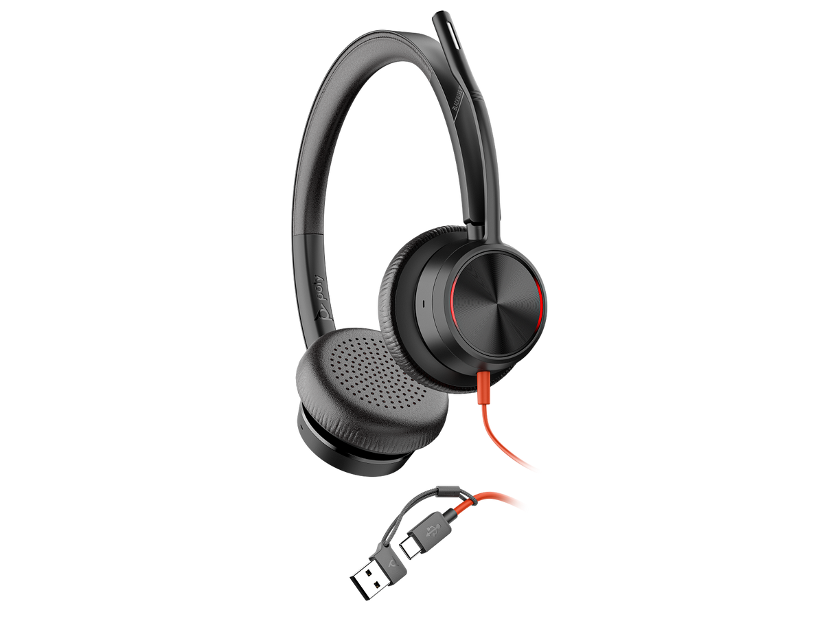 HP Poly Blackwire 8225 Stereo Microsoft Teams Certified USB-C Headset +USB-C/A Adapter