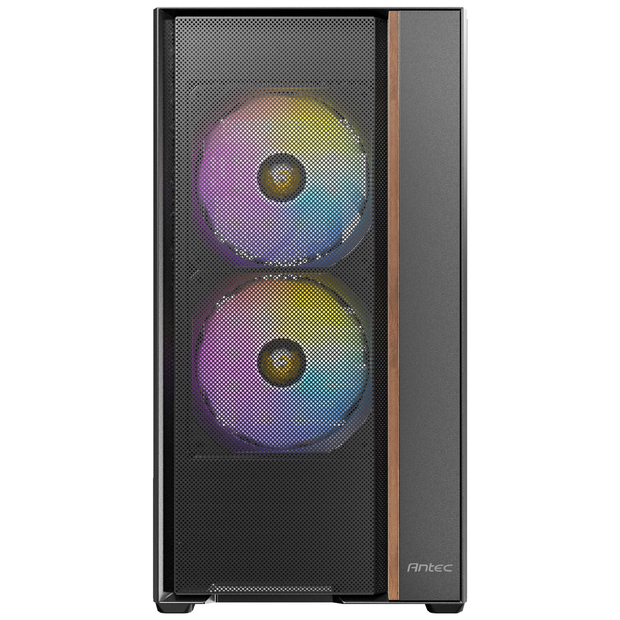 Antec FLUX Rear Mid Tower PC Case - Tempered Glass, Steel/Plastic/Wood, 5 PWM Fans, USB-C, ATX/Micro-ATX/ITX Compatibility