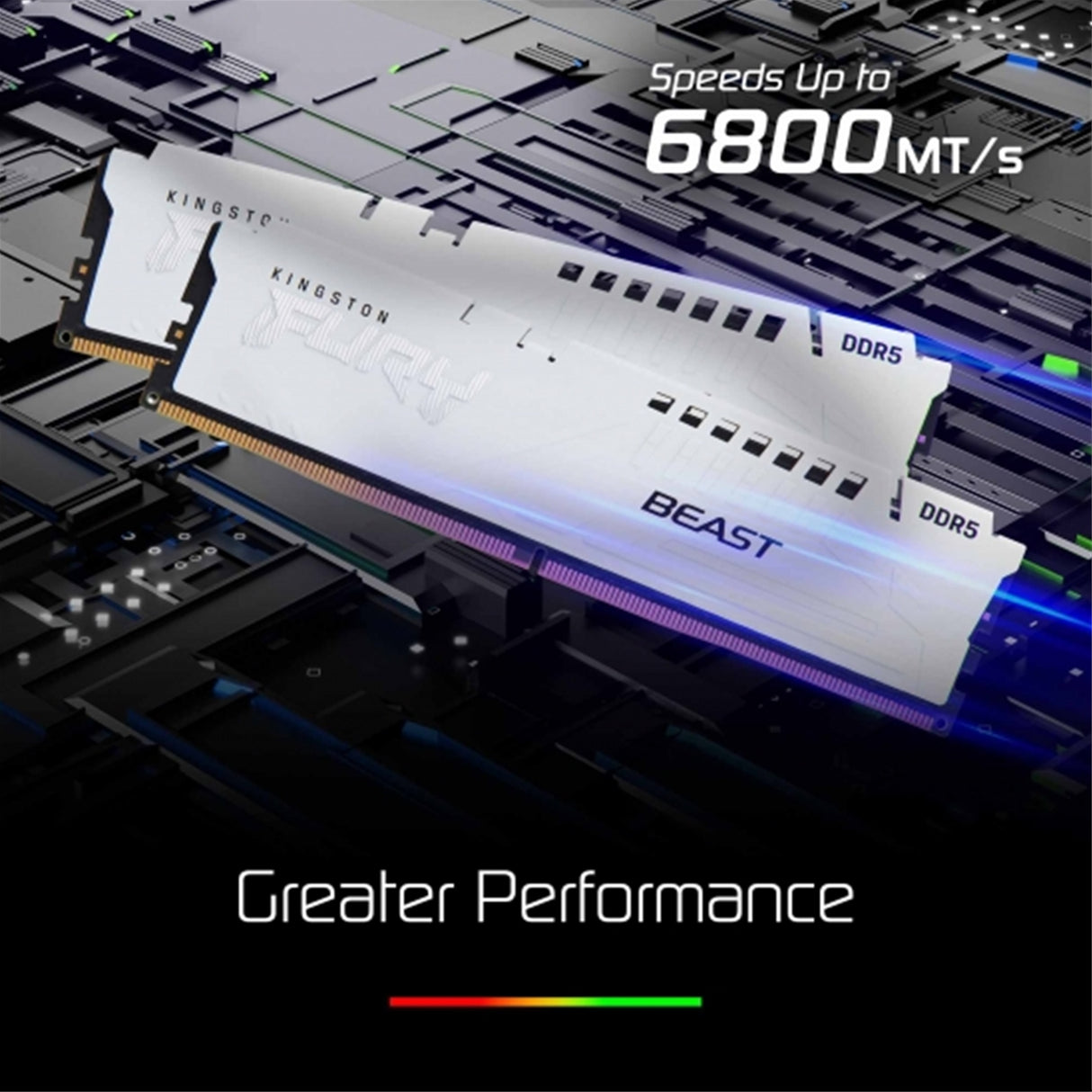 Kingston FURY Beast KF560C36BWE2-16 16GB (1x 16GB) DIMM System Memory, 6000MHz, DDR5, CL36, White, Intel XMP, AMD EXPO
