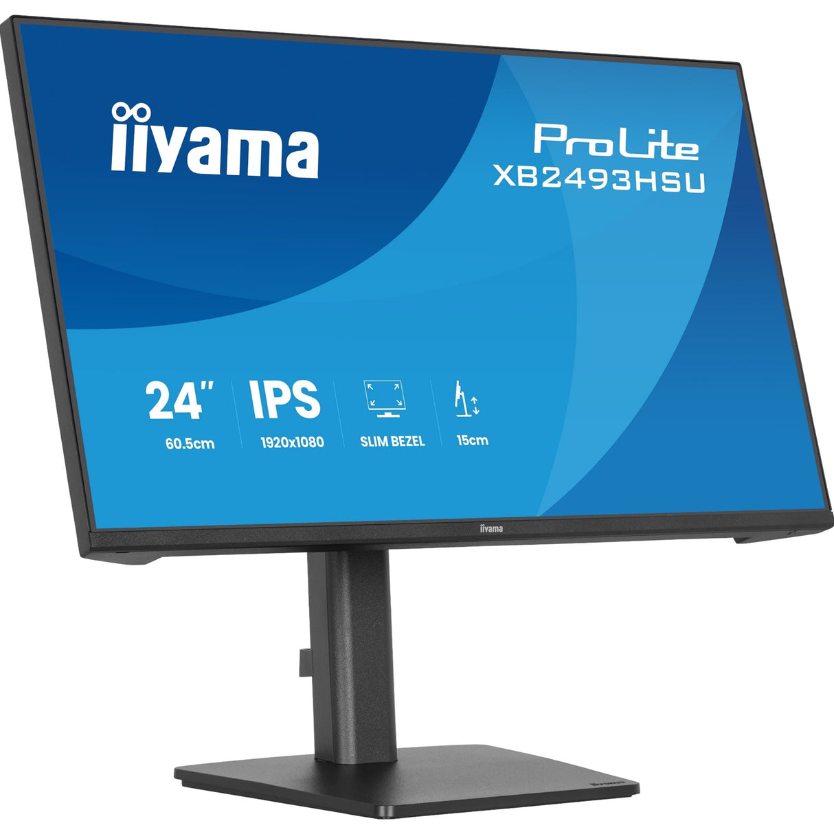 iiyama PROLITE XB2493HSU-B1 24 inch IPS Monitor, Full HD, 1ms, USB Hubx2, HDMI, DisplayPort, Freesync, 120Hz, Speakers, Black, ACR, Internal PSU, VESA, Height Adjustable