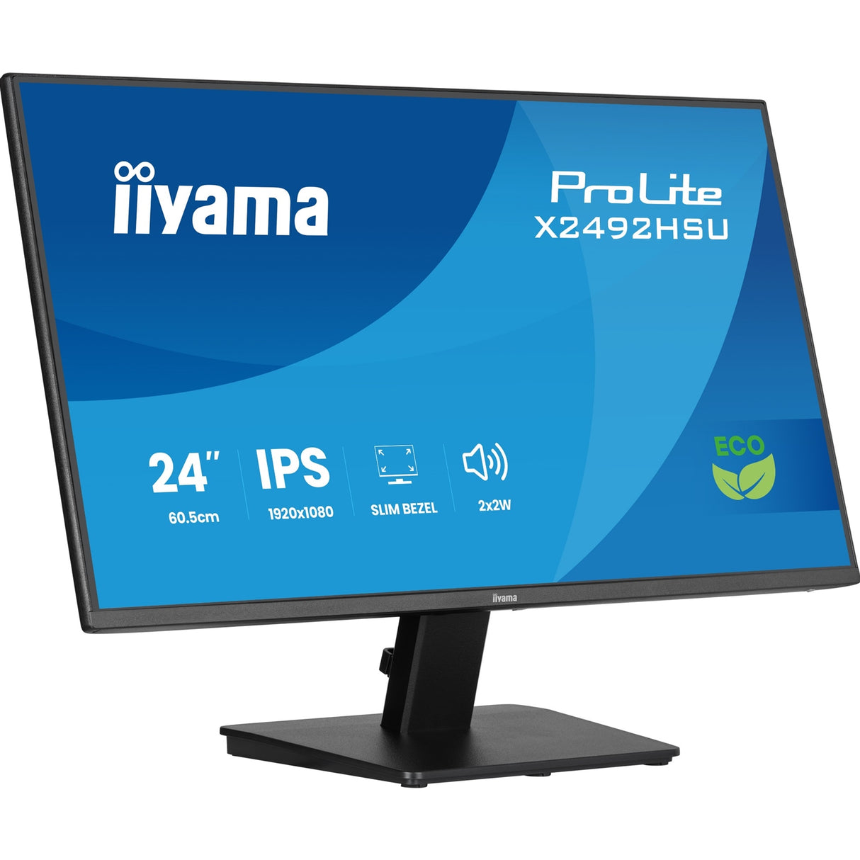 iiyama ProLite monitor X2492HSU-B1 24-Inch, Full HD, IPS, 120Hz, Black, 4-side slim bezel and B energy class, HDMI, Display Port, USB Hub