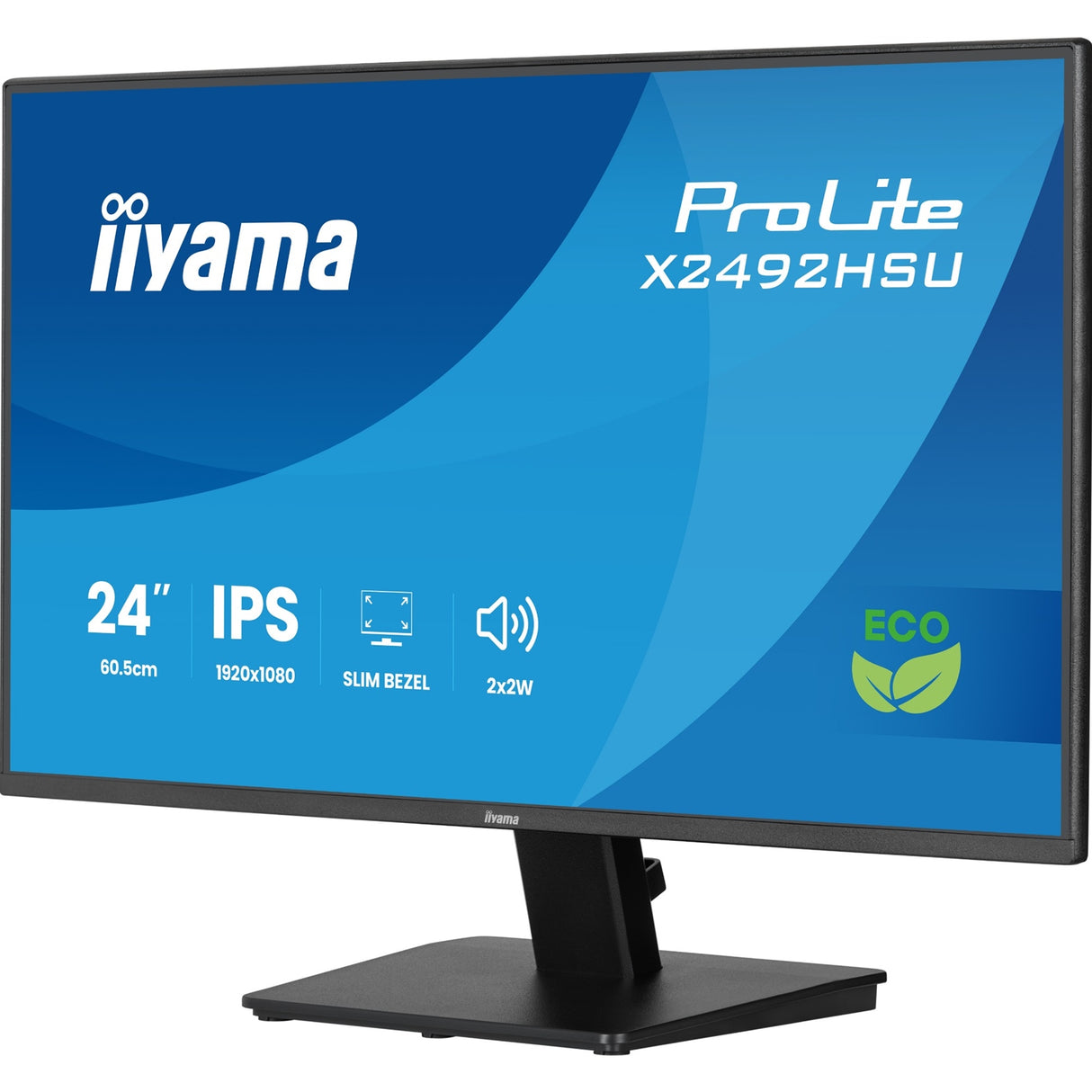 iiyama ProLite monitor X2492HSU-B1 24-Inch, Full HD, IPS, 120Hz, Black, 4-side slim bezel and B energy class, HDMI, Display Port, USB Hub