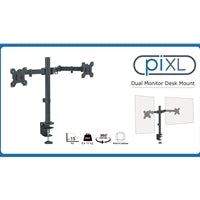 piXL Desk-Mounted Fully-Adjustable Dual Monitor Arm for Screens Up To 27 inch with VESA Mount & Built-In Cable Management