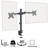 piXL Desk-Mounted Fully-Adjustable Dual Monitor Arm for Screens Up To 27 inch with VESA Mount & Built-In Cable Management