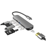 Prevo C605A 6-In-1 USB-C 4K Media and Data Transfer Hub Docking Station with 60W Passthrough, USB-C, HDMI, SD, USB-A  for PC, Laptop, Tablet - Windows and Mac iOS Compatible