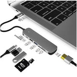 Prevo C605A 6-In-1 USB-C 4K Media and Data Transfer Hub Docking Station with 60W Passthrough, USB-C, HDMI, SD, USB-A  for PC, Laptop, Tablet - Windows and Mac iOS Compatible
