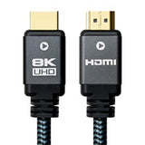 Prevo HDMI-2.1-2M HDMI Cable, HDMI 2.1 (M) to HDMI 2.1 (M), 2m, Black & Grey, Supports Displays up to 8K@60Hz, 99.9% Oxygen-Free Copper with Gold-Plated Connectors, Superior Design & Performance, Retail Box Packaging