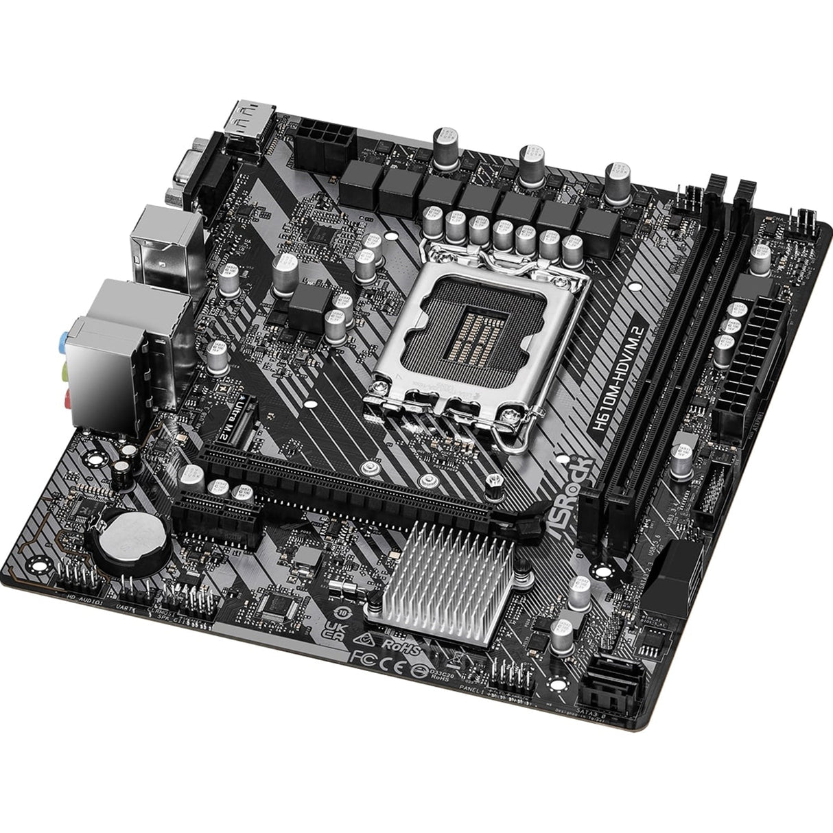 ASRock H610M-HDV/M.2 R2.0 Super Alloy Intel 1700 Socket Motherboard, Micro-ATX, 2x DDR4 Slots, 1x M.2 Socket, GbE LAN, 1x D-Sub / 1x DisplayPort / 1x HDMI Port