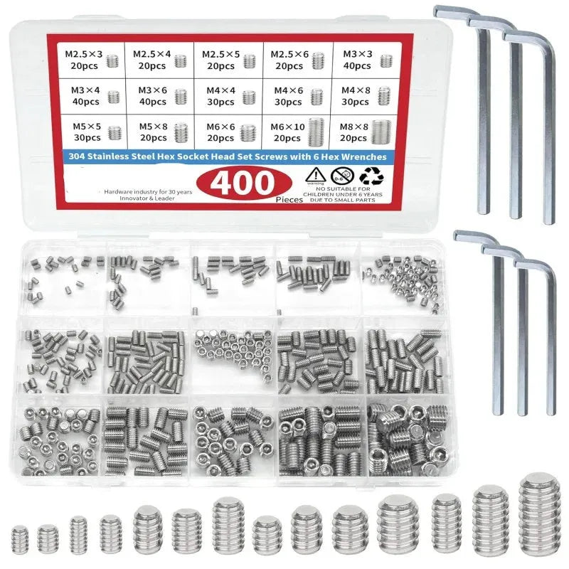 400pcs Grub Screw Assortment