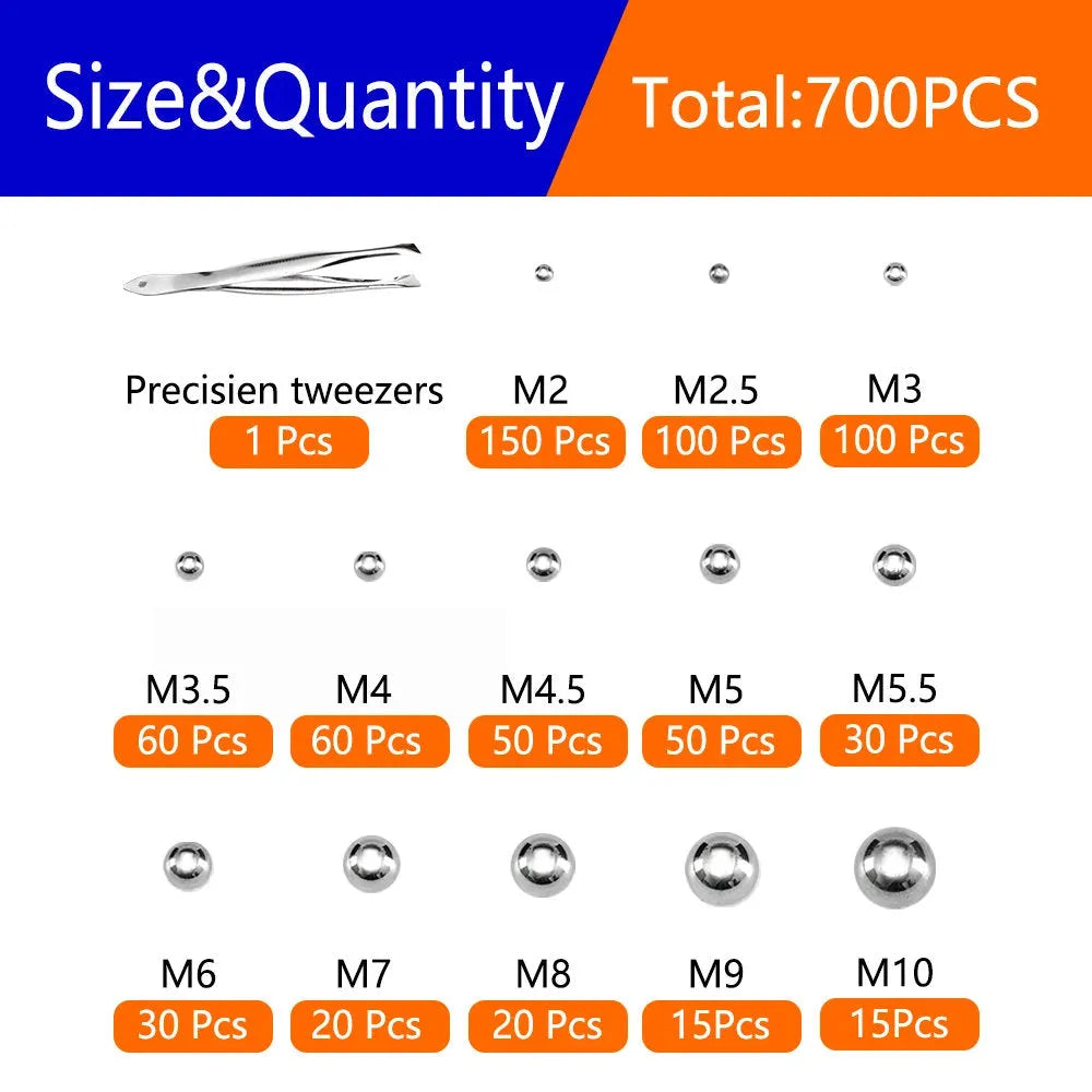 700pcs Steel Ball Bearing Assortment