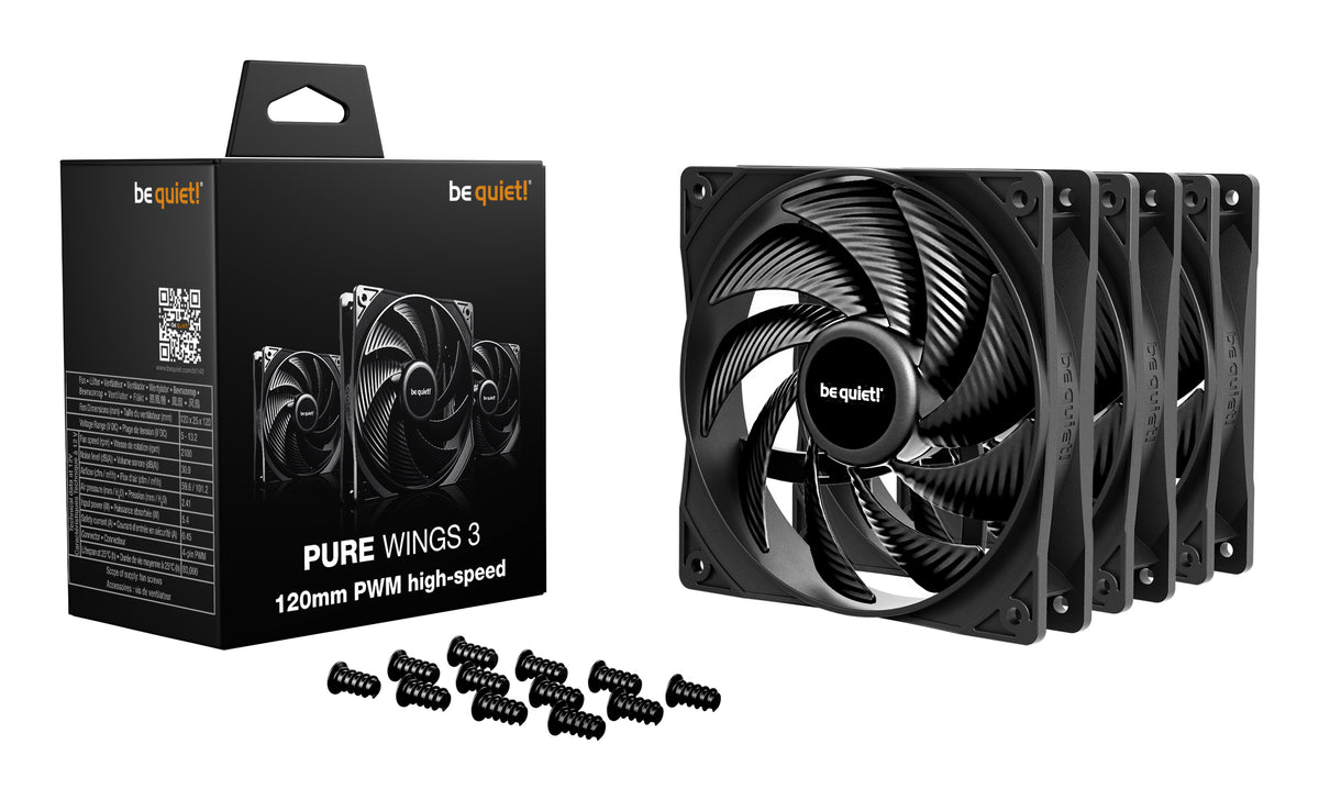 be quiet! Pure Wings 3 120mm | PWM high-speed Triple Pack Computer case Fan 12 cm Black 3 pc(s)