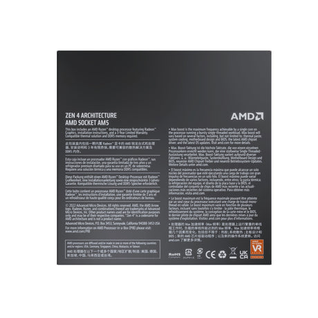 AMD Ryzen 5 7600X 4.7GHz 6 Core AM5 Processor, 12 Threads, 4.7GHz up to 5.3GHz Boost, 38MB Cache,105W, No Fan, Radeon Graphics