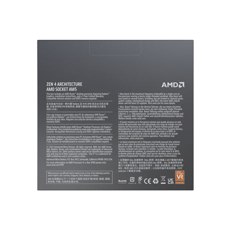 AMD Ryzen 9 7900X with Radeon Graphics, 12 Core Processor, 24 Threads, 4.7GHz up to 5.6GHz Boost, 76MB Cache, 170W, No Fan, Radeon Graphics