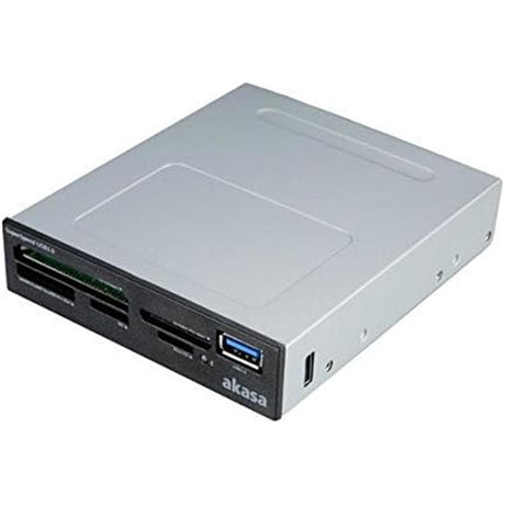 Akasa USB 3.0 Multi Card Reader, Supports CF/MS/SD/MicroSD UHS-II Cards, 3.5", Internal USB 3.0 Connector, Black, for PC