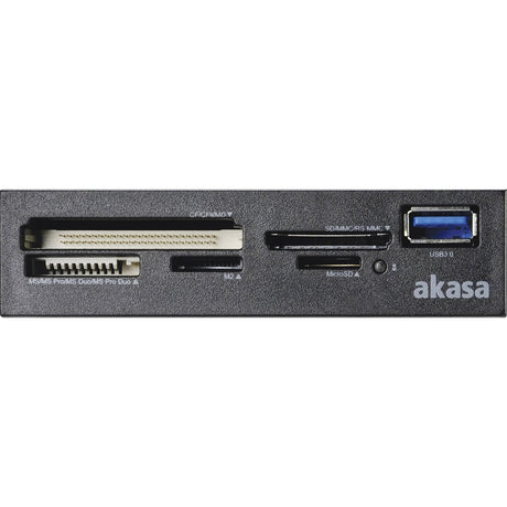 Akasa USB 3.0 Multi Card Reader, Supports CF/MS/SD/MicroSD UHS-II Cards, 3.5", Internal USB 3.0 Connector, Black, for PC