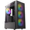 Antec AX27 RGB Elite Mid-Tower Gaming PC Case na may Tempered Glass, Full Mesh Front Panel, 4 na Pre-installed na 120mm Fixed-RGB Fans, Compatible sa ATX/Micro-ATX/ITX, Itim