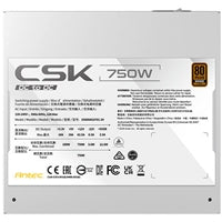 Antec CSK DC 750W White PSU, 80+ Bronze, Fully Wired, Antec's 5-year warranty