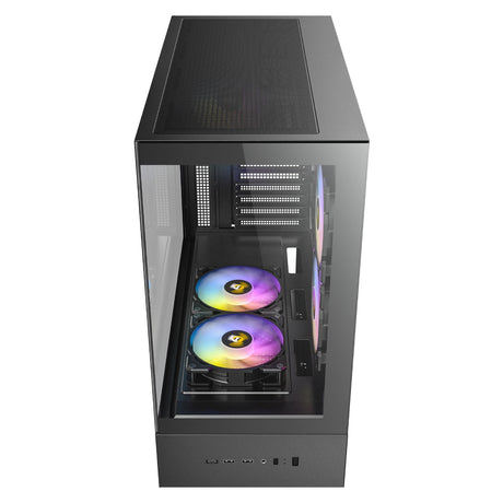 Antec CX705 ARGB Gaming PC Case Mid Tower, 270° Tempered Glass, RGB Fans, ATX/Micro-ATX/ITX Compatible, USB-C, High Airflow, Black