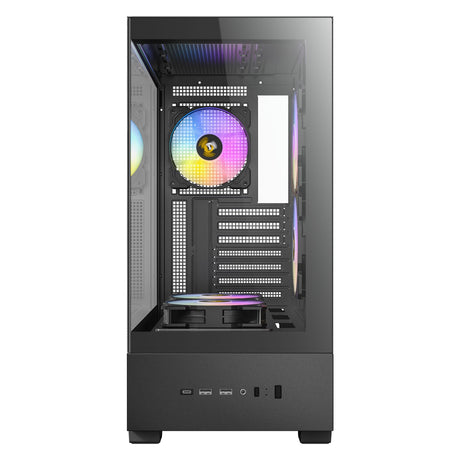 Antec CX705 ARGB Gaming PC Case Mid Tower, 270° Tempered Glass, RGB Fans, ATX/Micro-ATX/ITX Compatible, USB-C, High Airflow, Black