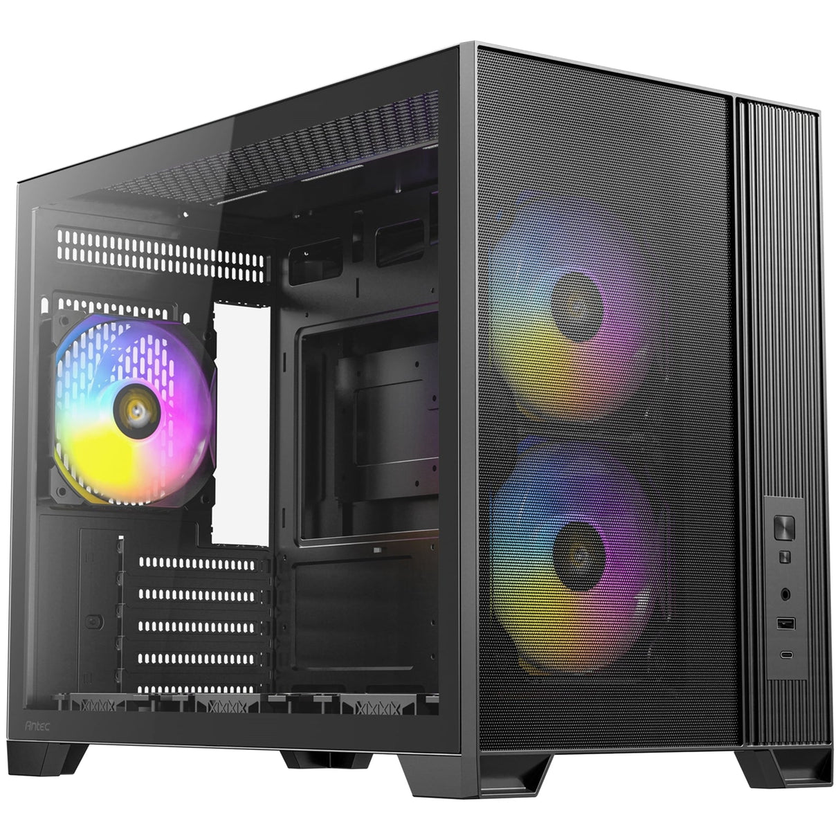 Antec FLUX M Mini Tower PC Case - Tempered Glass, Steel/Plastic, 6 PWM Fans, USB-C, Micro-ATX/ITX Compatibility