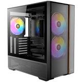 Antec FLUX Rear Mid Tower PC Case - Tempered Glass, Steel/Plastic/Wood, 5 PWM Fans, USB-C, ATX/Micro-ATX/ITX Compatibility