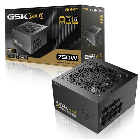 Antec GSK ATX3.1 750W Power Supply V2 - 80 PLUS Gold, Full Modular, PCIe 5.1, JP Capacitors, Zero RPM Manager, 7-Year Warranty