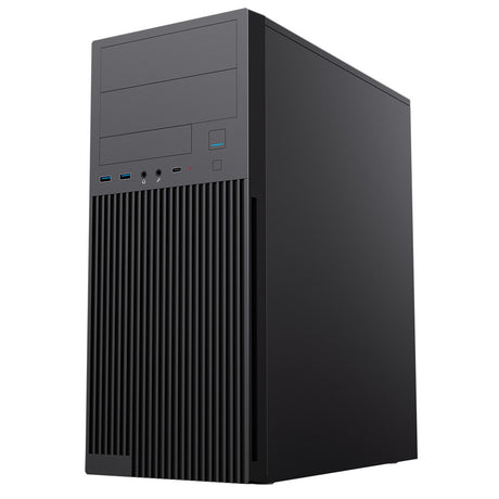 CiT Academy Mid-Tower Office PC Case With USB Type C and 80mm Rear Black Fan and 500W Power Supply Included