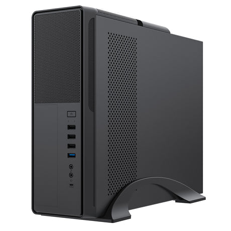 CiT S014C Black Slim Micro ATX/ITX Desktop Case with 300W Power Supply, USB 2.0, USB 3.0 Type-A & Type-C Ports
