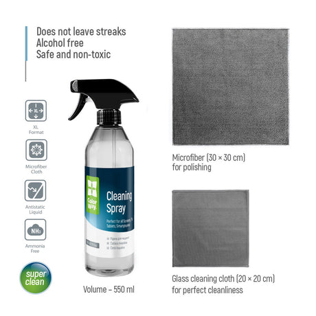 ColorWay Large Electronics Kit Includes 550ml Cleaning Liquid,  1 x Microfiber Cloth & 1 x Glass Cloth