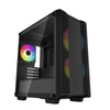 DeepCool CC360 ARGB, Itim, Mini Tower Chassis na may Tempered Glass Window, 3x 120mm ARGB Fans, USB 3.0, mATX/mITX