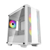 DeepCool CC360 ARGB WH, Puti, Mini Tower Chassis na may Tempered Glass Window, 3x 120mm ARGB Fans, USB 3.0, mATX/mITX