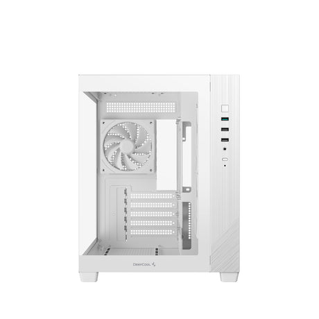 DeepCool CG330 3F ARGB Dual-Chamber Micro-ATX Tower Case, Tempered Glass Panels, 3 x 120mm ARGB Fans, USB 3.0, ITX/Micro-ATX, White