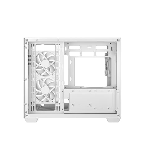 DeepCool CG330 3F ARGB Dual-Chamber Micro-ATX Tower Case, Tempered Glass Panels, 3 x 120mm ARGB Fans, USB 3.0, ITX/Micro-ATX, White