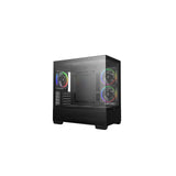 DeepCool CG380 3F Micro-ATX Gaming Case Black Panoramic Tempered Glass Side Panel, Mesh Airflow Front, 3 Pre-Installed ARGB Fans, USB-C & USB-A Front I/O, Spacious SFF/mATX/ITX Build Support