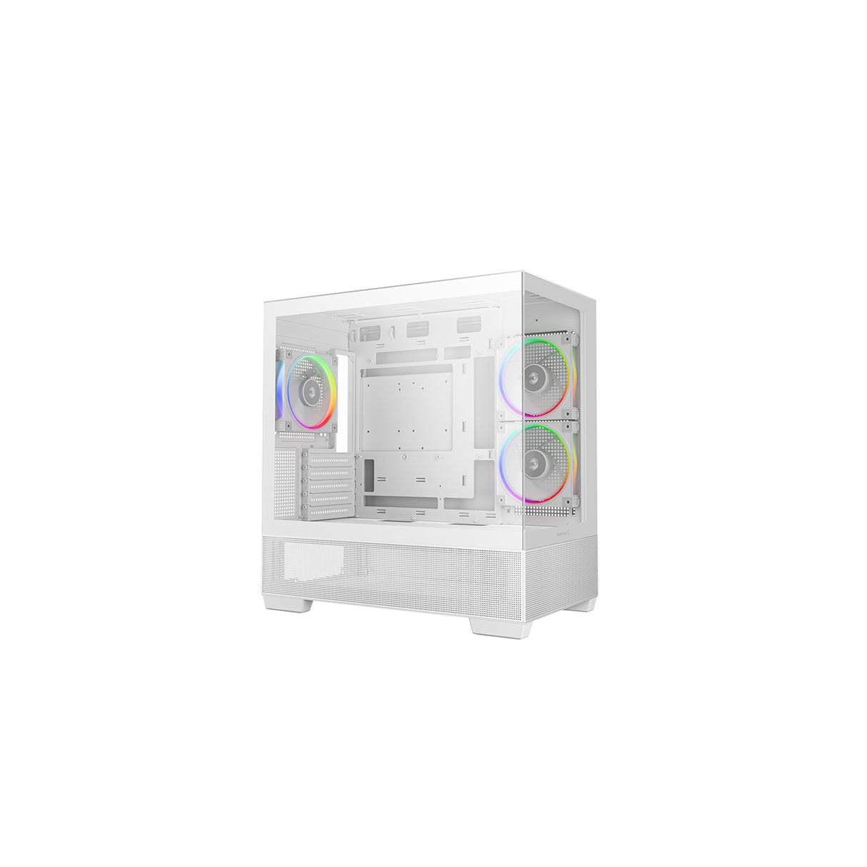 DeepCool CG380 3F Micro-ATX Gaming Case White Panoramic Tempered Glass Side Panel, Mesh Airflow Front, 3 Pre-Installed ARGB Fans, USB-C & USB-A Front I/O, Spacious SFF/mATX/ITX Build Support