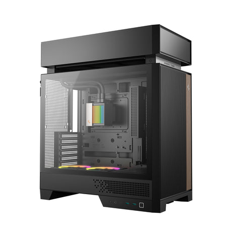 DeepCool CL6600 ARGB Modular Split-Chamber Mid-Tower ATX Case, Tempered Glass Panels,  Pre-installed 360mm ARGB Liquid Cooler, 2 x FL12R  SE ARGB Fans, USB 3.0, Mini-ITX/Mico-ATX/ATX, Black