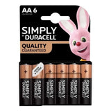 Duracell Simply Alkaline AA Batteries, Pack of 6