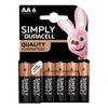 Duracell Simply Alkaline AA Batteries, Pack of 6