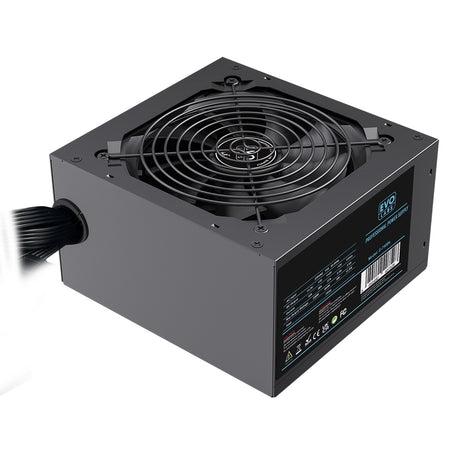 EVO LABS BR750-12BL 750W PSU,120mm Black Silent Fan with Improved Ventilation, Non Modular, High-Efficiency, PFC Certified, CE Compliant, Retail Packaged