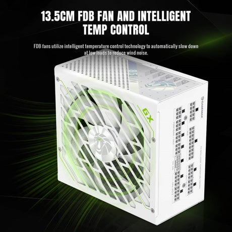 GAMEMAX GX-850 Pro Modular 80 Plus Gold ATX3.0 PCIe 5.0 PSU With 135mm FDB Fan, White