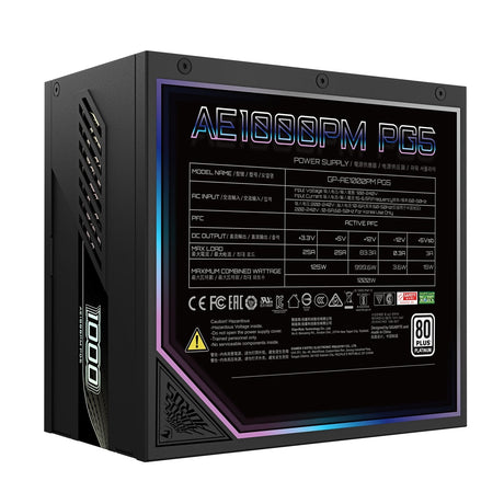 GIGABYTE AORUS ELITE P1000W 80+ Platinum Modular PCIe 5.0 Power Supply - ATX 3.0 Standard, Fully Modular, Quiet 120mm Fan, Compact Design