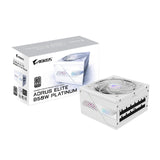 Gigabyte AORUS ELITE ICE 850W White PSU - Fully Modular, 80 PLUS Platinum, ATX 3.1, PCIe 5.0 Ready, 12VHPWR, Silent 120mm FDB Fan, 10-Year Warranty