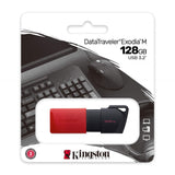 Kingston DataTraveler ExodiaM DTXM/128GB USB Flash Drive, 128GB, USB 3.2, Red / Black, Moving Cap Design