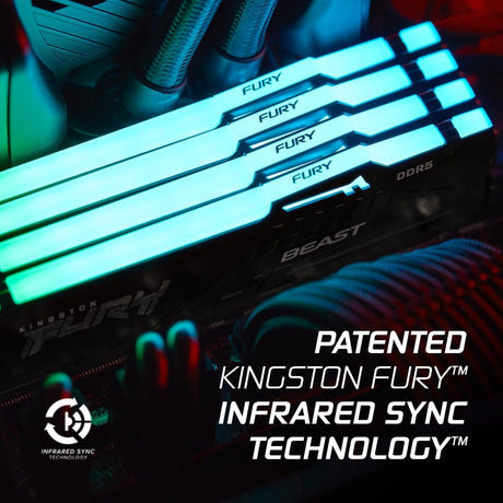 Kingston FURY Beast KF560C36BBE2AK2-32 32GB (2x 16GB) DIMM System Memory, 6000MHz, DDR5, CL36, Black, RGB, Intel XMP, AMD EXPO