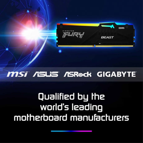 Kingston FURY Beast KF560C36BBEAK2-16 16GB (2x 8GB) DIMM System Memory, 6000MHz, DDR5, CL36, Black, RGB, Intel XMP, AMD EXPO